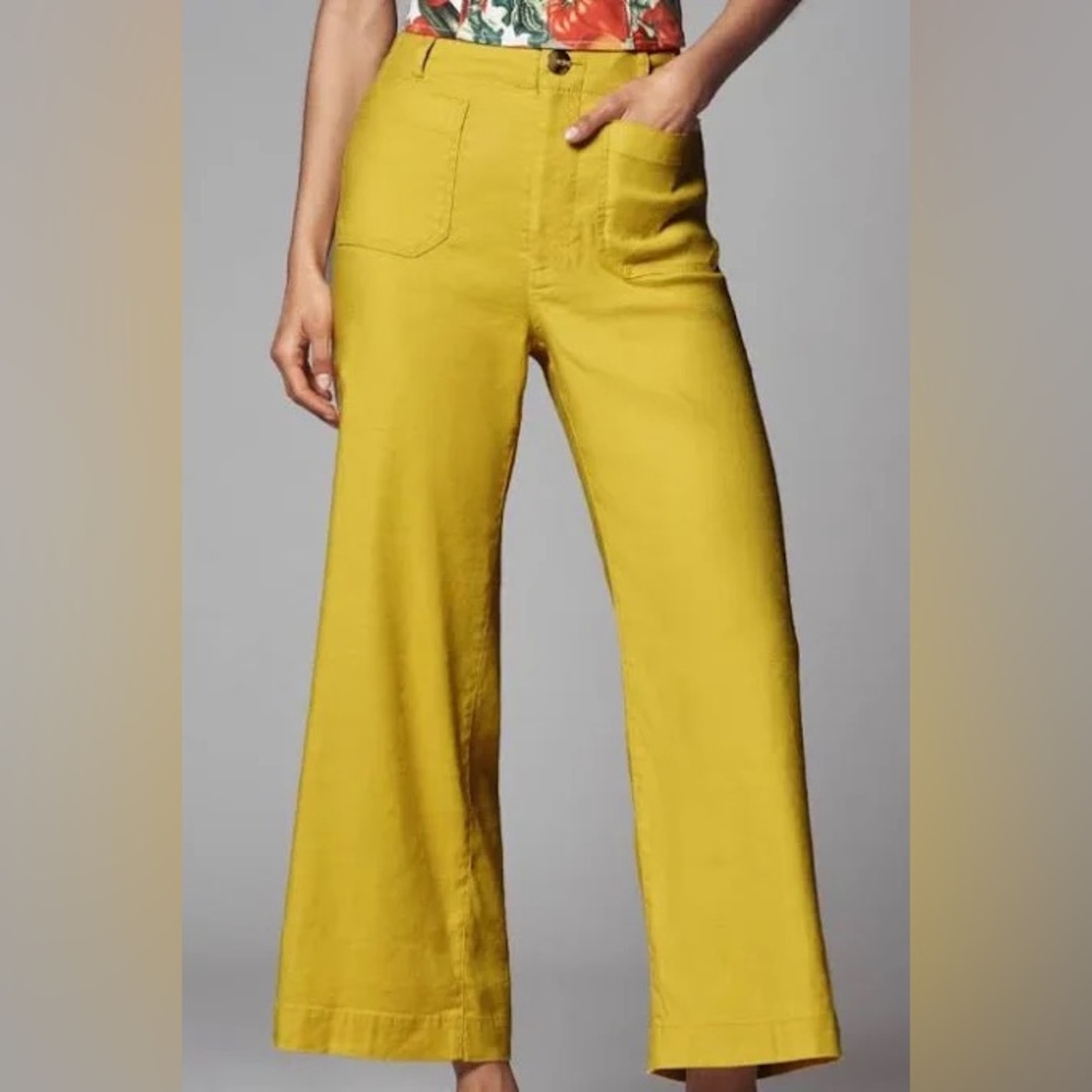 NWOT! The Colette Linen Blend Crop Wide-Leg Pants by Maeve Size 27